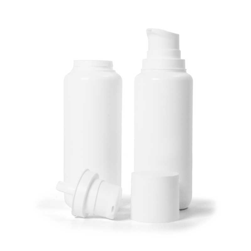 Bottiglia airless in plastica bianca, 200 ml