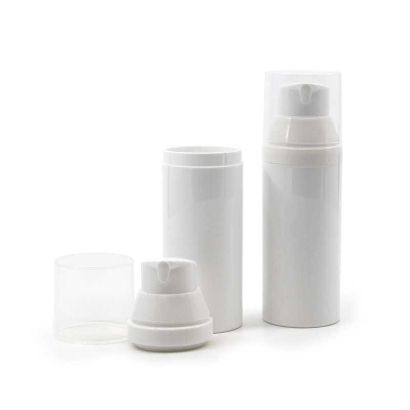 Flacone airless in plastica bianco, 50 ml