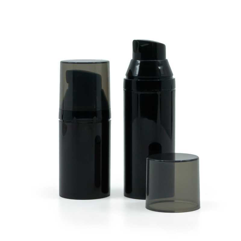 Flacone airless in plastica nera, 30 ml