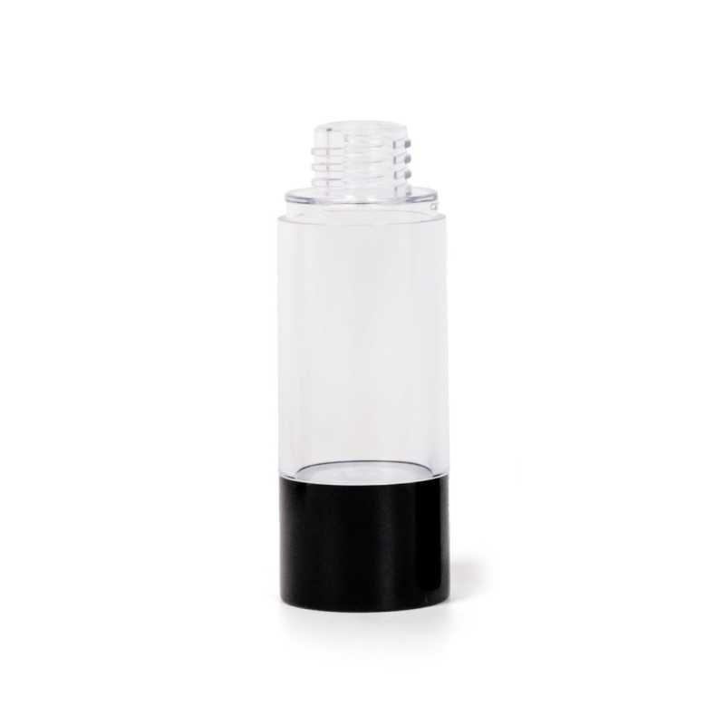Flacone airless trasparente, fondo nero, 30 ml