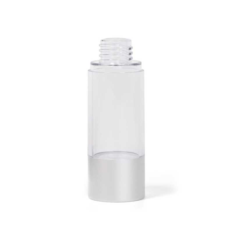 Flacone airless trasparente con fondo argentato, 30 ml