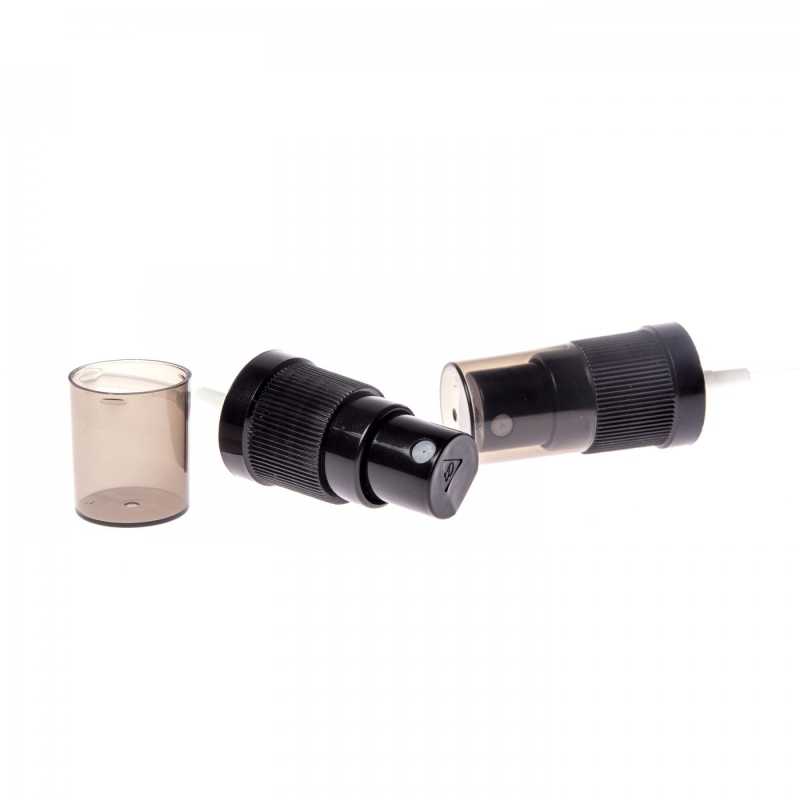 Spruzzatore a nebulizzazione fine in plastica nera, sopra-tappo fumé, 18/415, 100 pz