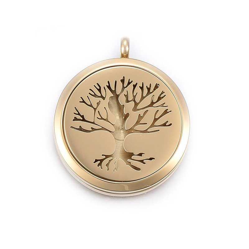Pendente diffusore, acciaio chirurgico, albero della vita, colore oro