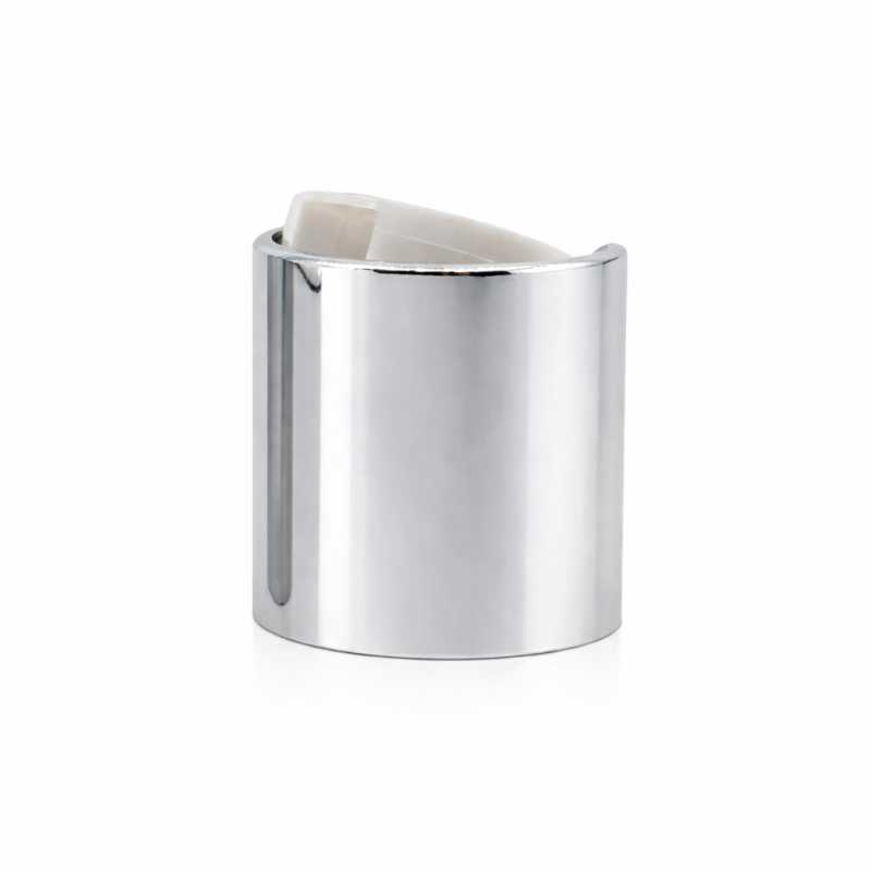 Tappo disc-top, alluminio + plastica, argentato, centro bianco, 24/410
