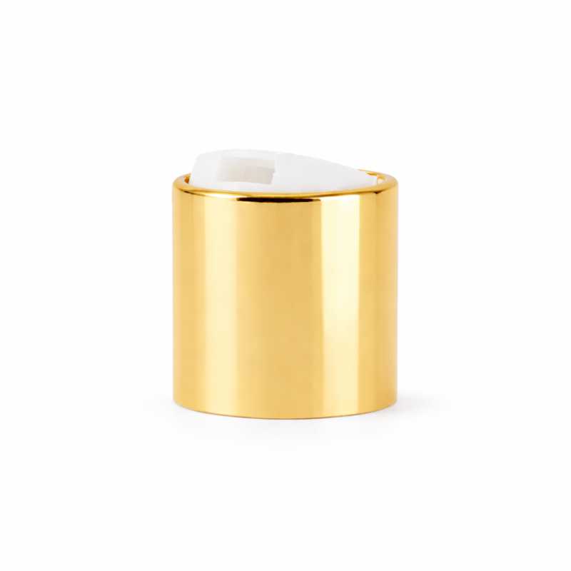 Tappo disc-top, alluminio + PP, dorato, centro bianco, 24/410