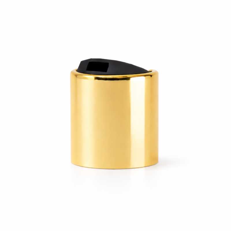 Tappo disc-top, alluminio + PP, dorato, inserto nero, 24/410