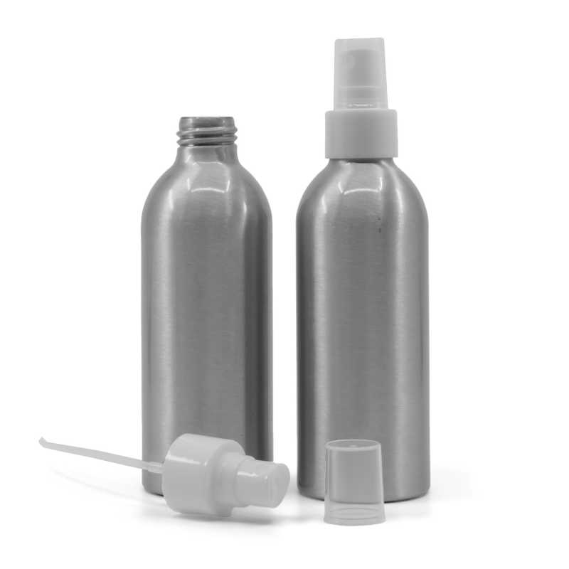 Bottiglia di alluminio, spruzzatore bianco, 200 ml