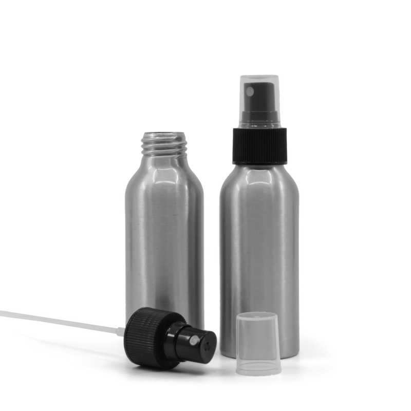 Bottiglia di alluminio, spruzzatore nero, 100 ml