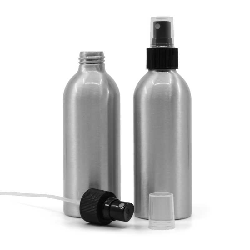 Bottiglia di alluminio, spruzzatore nero, 200 ml