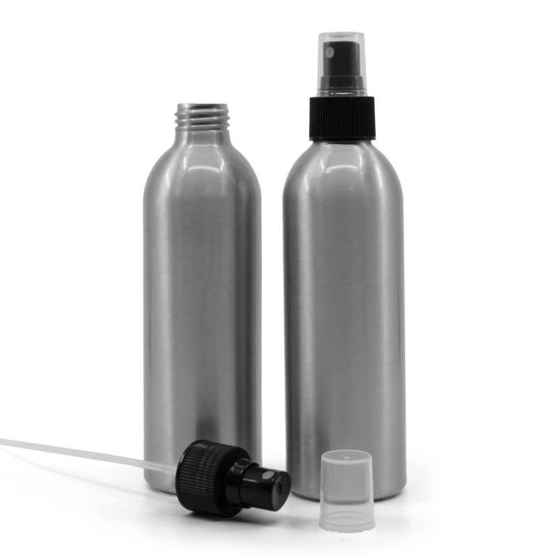 Bottiglia di alluminio, spruzzatore nero, 225 ml