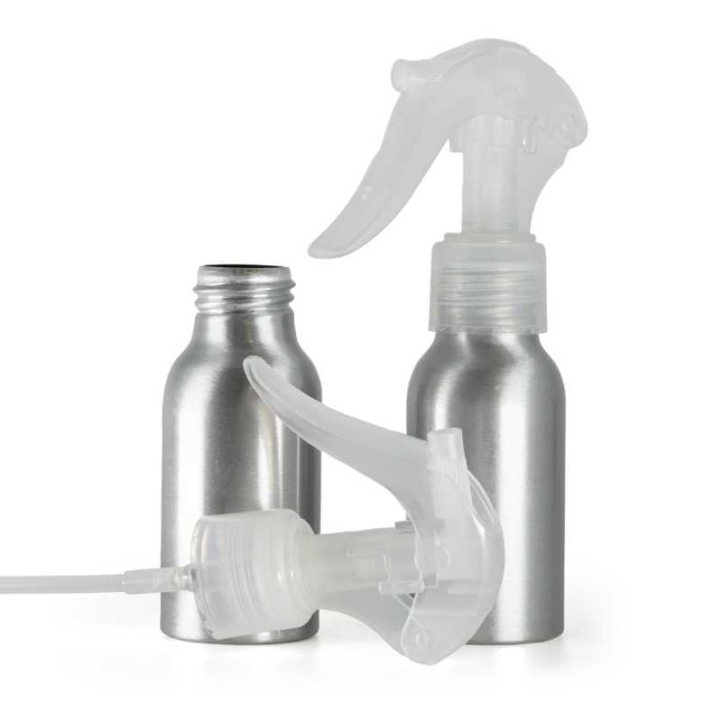 Flacone di alluminio, spruzzatore a grilletto trasparente, 50 ml
