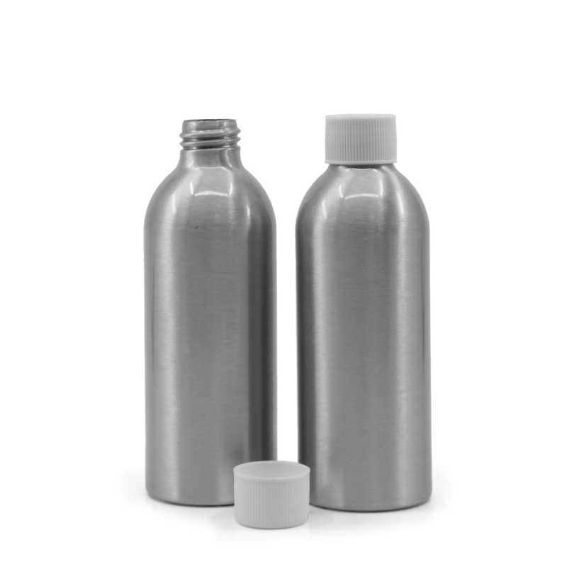 Bottiglia di alluminio, tappo bianco, 200 ml