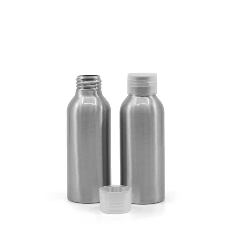Flacone di alluminio, tappo trasparente, 100 ml