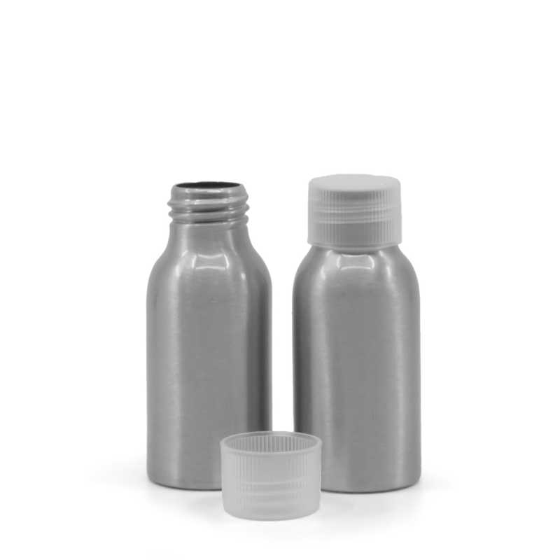 Flacone di alluminio, tappo trasparente, 50 ml