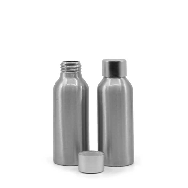 Flacone di alluminio, tappo argento opaco, 100 ml