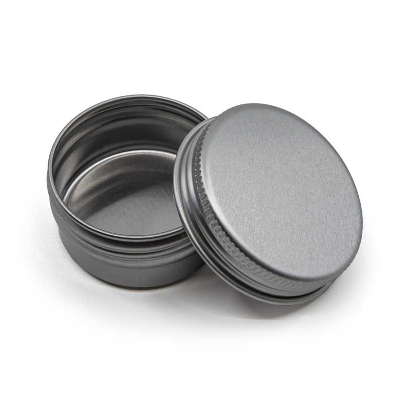 Vasetto in alluminio argentato, 15 ml, coperchio, 39 mm