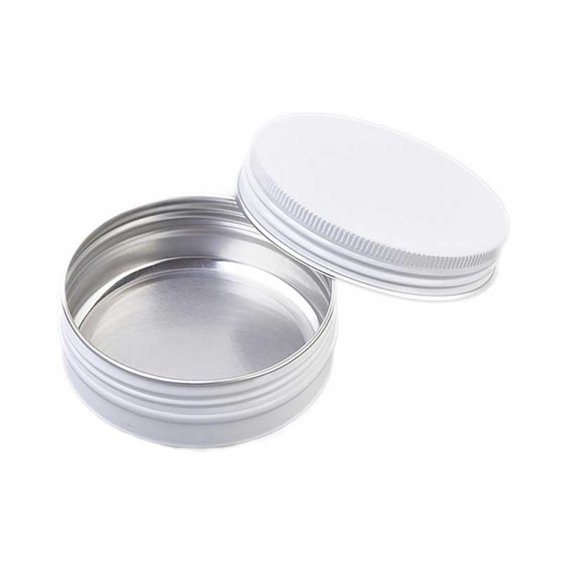 Vasetto in alluminio bianco, 60 ml, coperchio, 68 mm