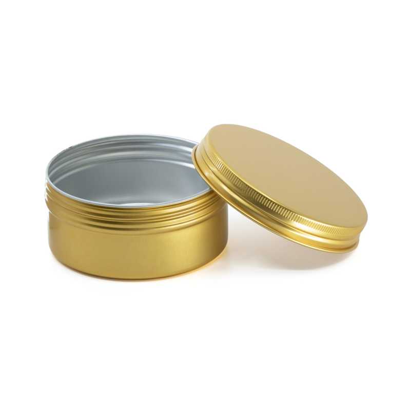 Vasetto in alluminio dorato, 150 ml, coperchio, 82 mm