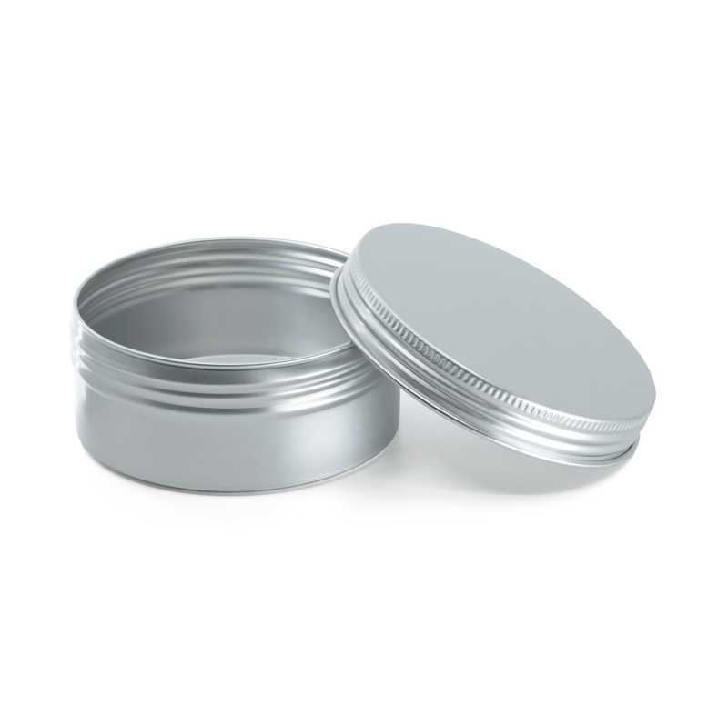 Vasetto in alluminio con coperchio argentato, 200 ml