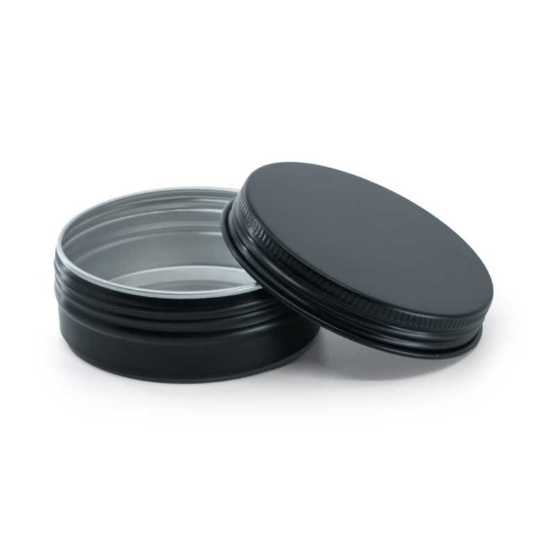 Vaso in alluminio nero, 60 ml, coperchio, 68 mm