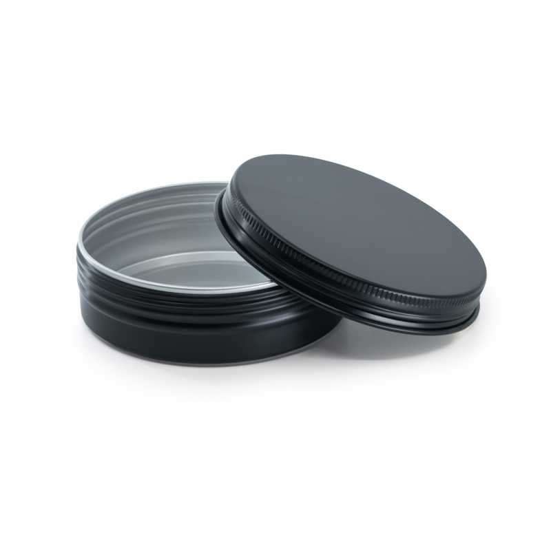 Vaso in alluminio nero, 100 ml, coperchio, 82 mm