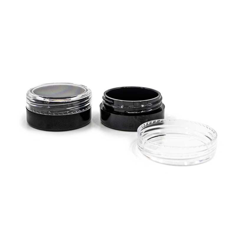 Flacone in plastica, nero, tappo trasparente, 3 ml