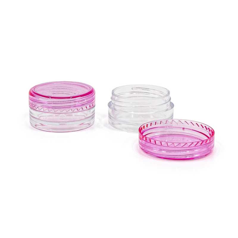 Vaso in plastica trasparente, 3 ml, coperchio rosa