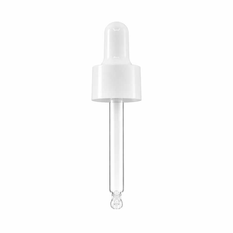 Contagocce in vetro bianco lucido, 71 mm