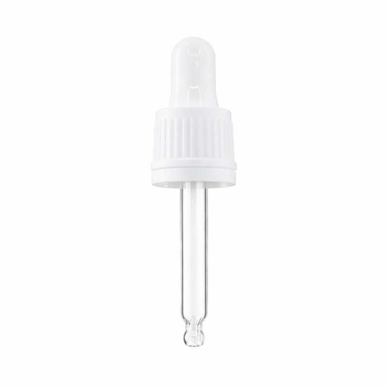 Contagocce in vetro con anello di garanzia, bianco, 57 mm
