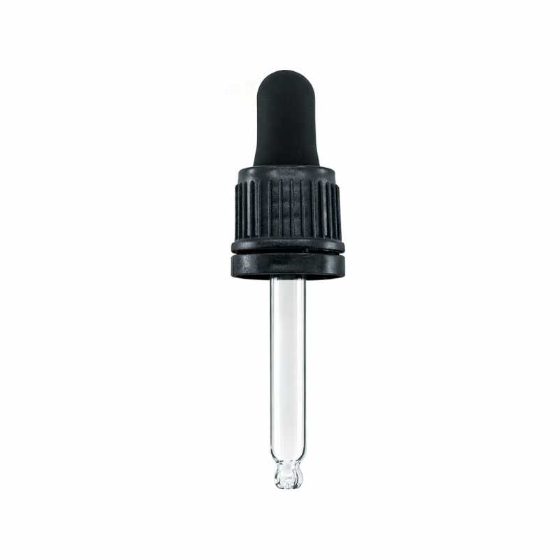 Contagocce in vetro con anello di sicurezza, nero, 57 mm