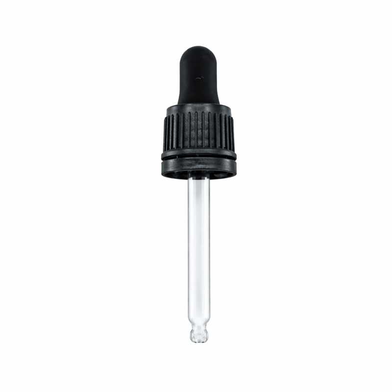 Contagocce vetro con anello di sicurezza, nero, 71 mm
