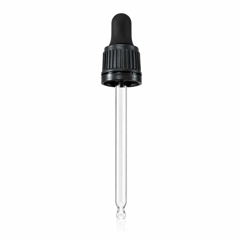 Contagocce in vetro con anello di garanzia, nero, 84 mm
