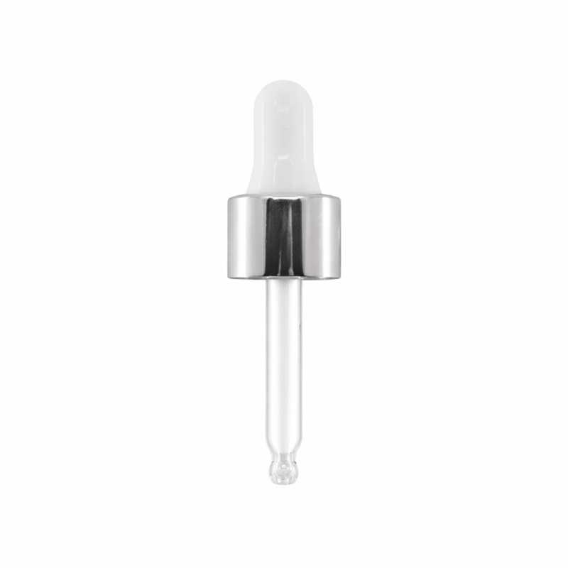 Contagocce, vetro, argento lucido, 44 mm