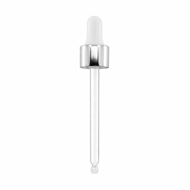 Contagocce in vetro, argento lucido, 84 mm