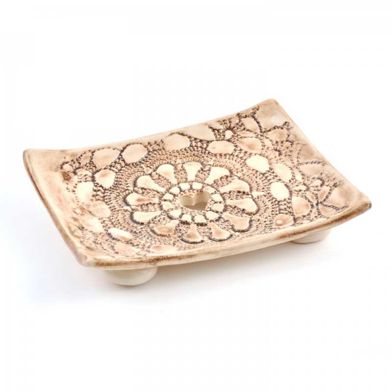 Portasapone, ceramica, pizzo