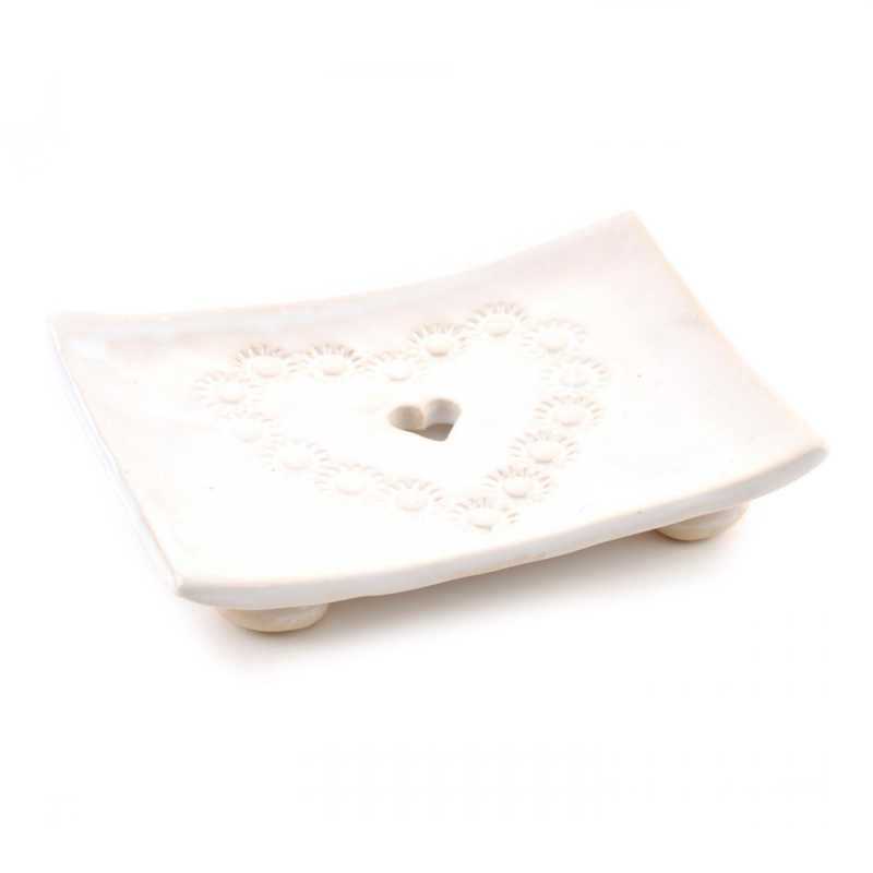 Portasapone in ceramica, cuore