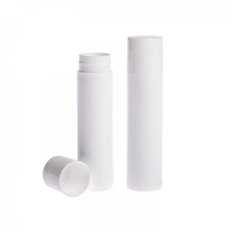 Contenitore per balsamo labbra, plastica, bianco