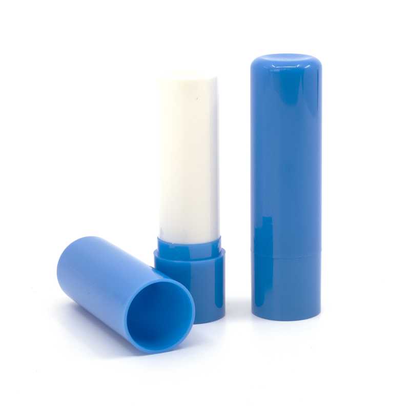 contenitore per balsamo labbra, plastica, blu