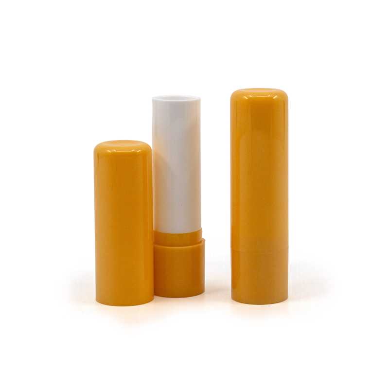 contenitore per balsamo labbra, plastica, giallo arancione