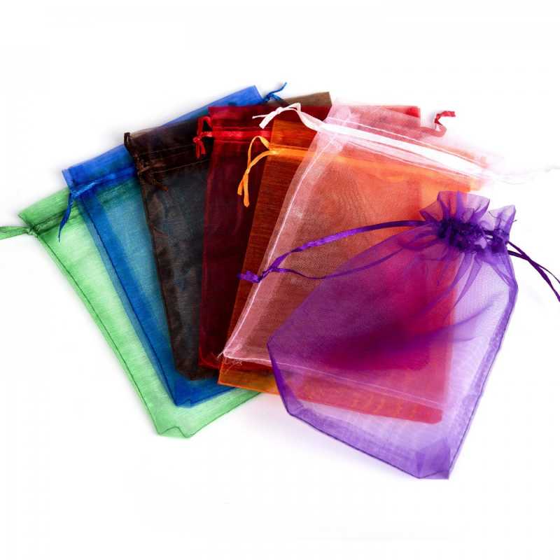 Sacchetto in organza, assortimento di colori, 10 x 12 cm, 10 pz