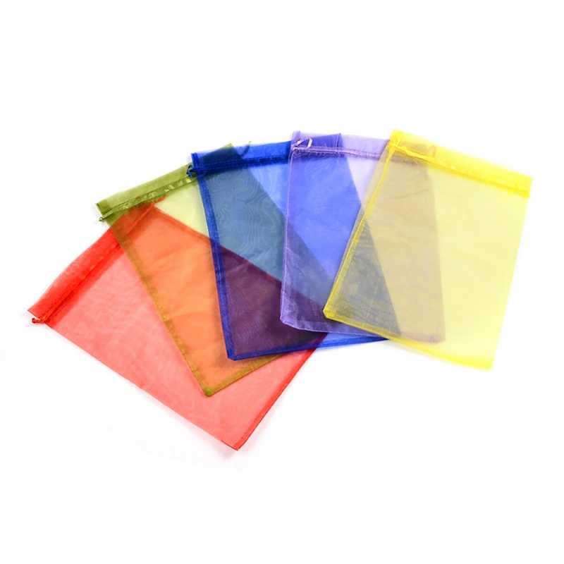 Sacchetto in organza, colori assortiti, 9 x 13 cm, 4 pz