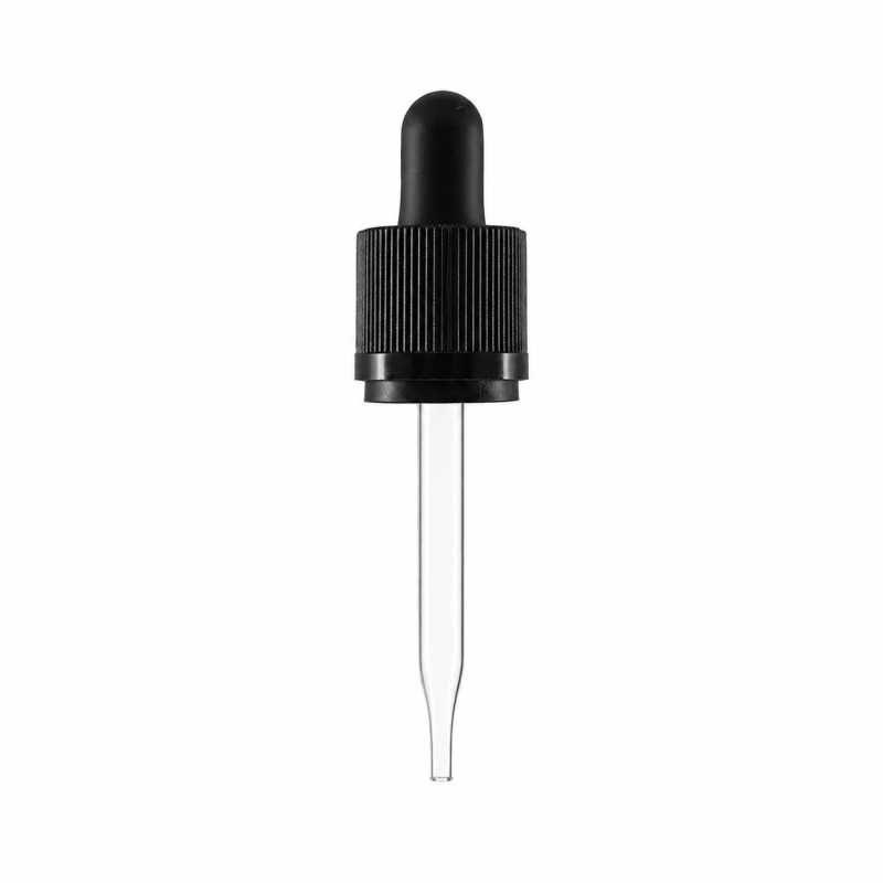 Contagocce in vetro con anello di sicurezza, nero, 71 mm