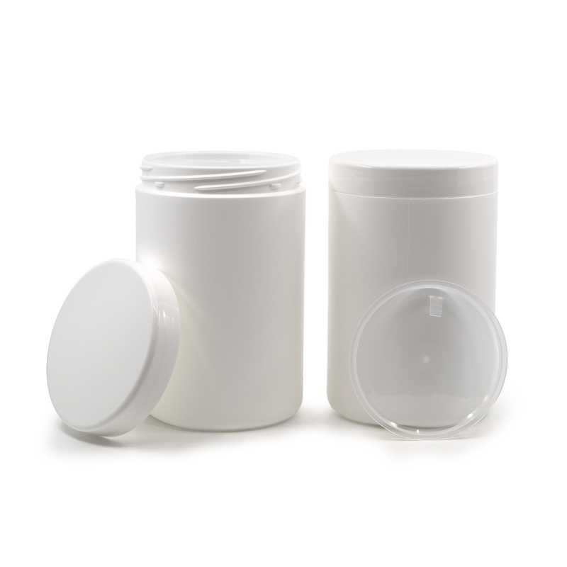 Vaso in plastica bianco, HDPE, 1000 ml, coperchio