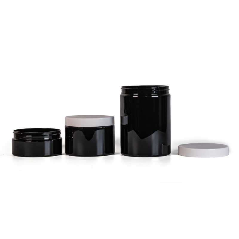 Vaso in plastica nero, coperchio bianco, 1 l