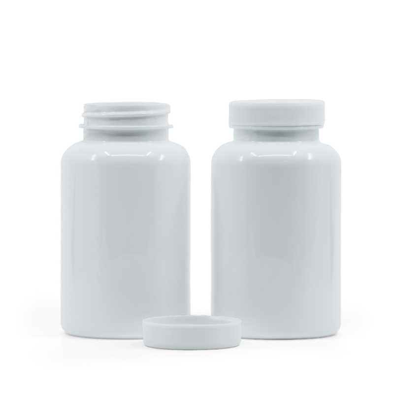 Contenitore di plastica per pillole, bianco, tappo bianco, 250 ml