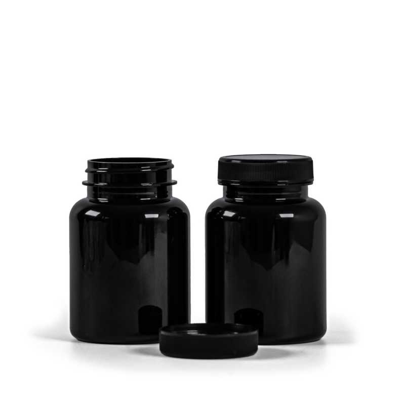 Vasetto per pillole, plastica, nero, 150 ml