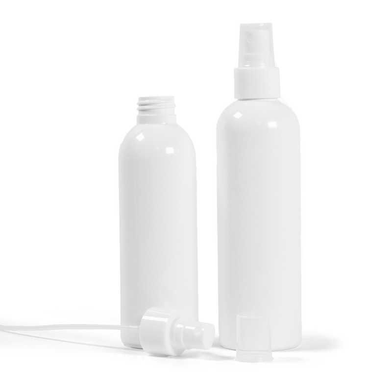Bottiglia di plastica bianca, spruzzatore bianco, 200 ml