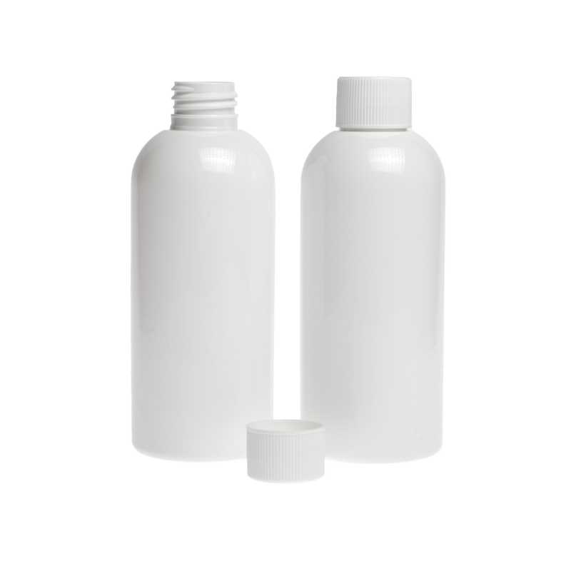 Bottiglia di plastica bianca, tappo bianco, 300 ml