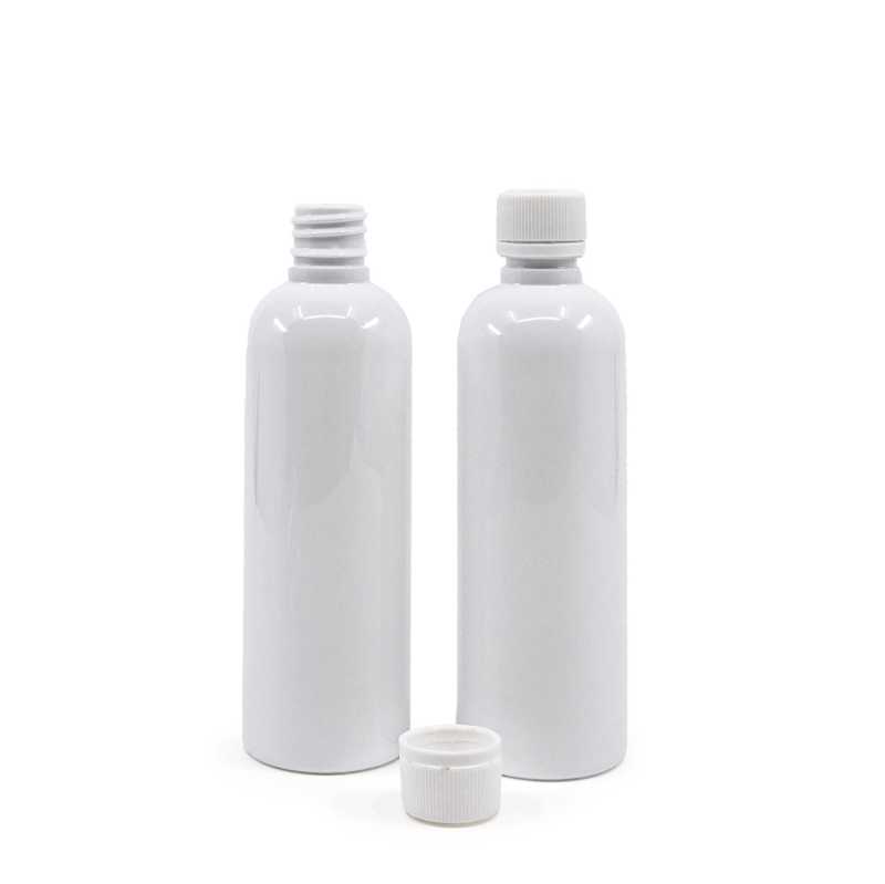 Flacone in plastica, bianco, tappo di sicurezza bianco, 100 ml
