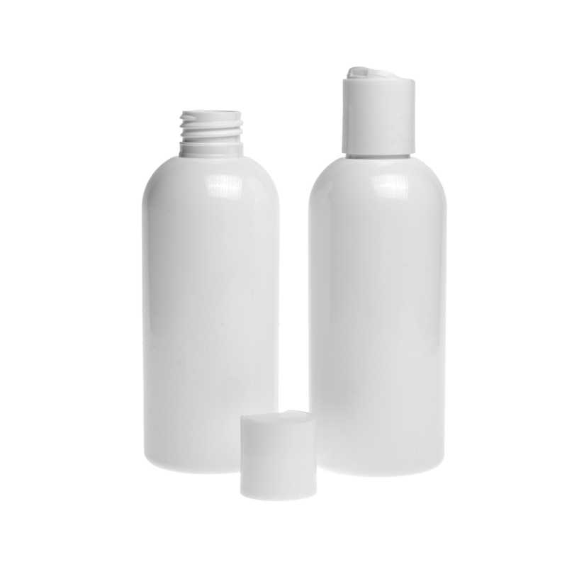 Bottiglia di plastica bianca, tappo disc-top bianco, 300 ml